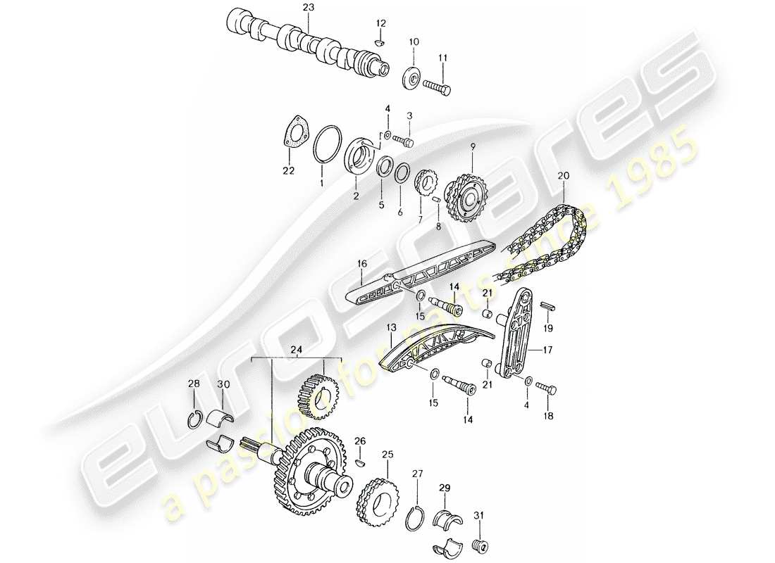 porsche 1998 (993) ventilsteuerung teilediagramm