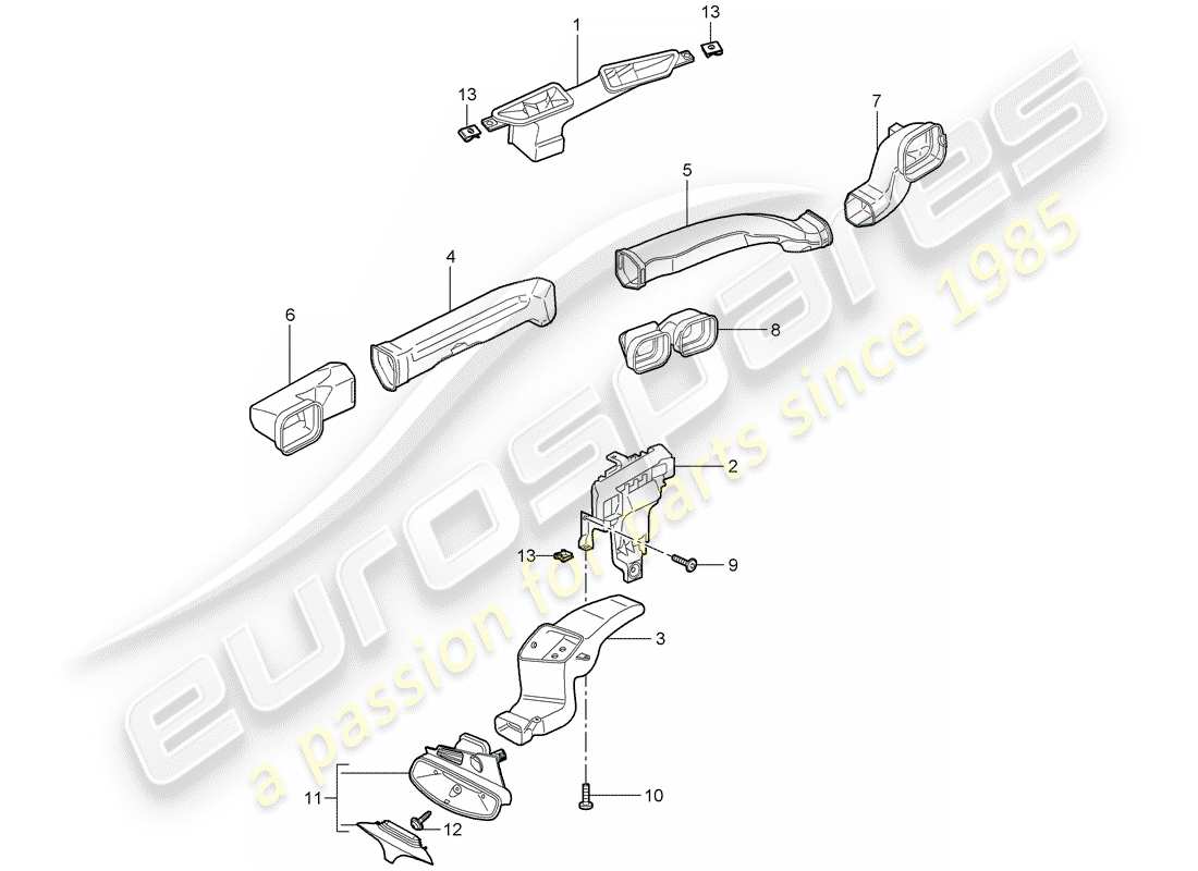 porsche 2008 (997-1 turbo / gt2) luftverteiler ersatzteildiagramm