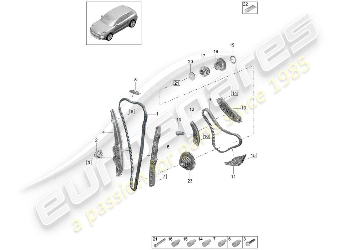 porsche 2020 (macan) steuerkette ersatzteildiagramm