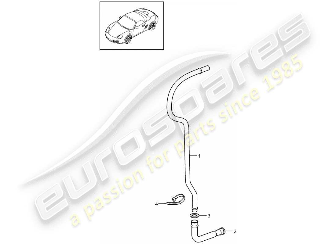 porsche 2010 (987 boxster) wasserablaufrohr ersatzteildiagramm