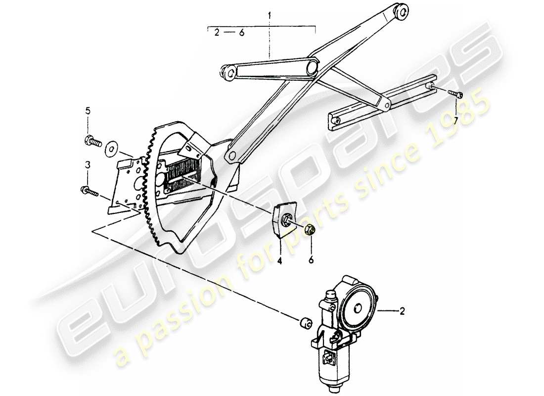 porsche 1992 (964) fensterheber - elektrisch ersatzteildiagramm