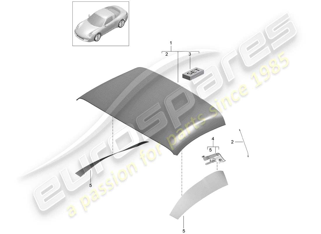 porsche 2013 (991-1) cabrio-verdeckbezug teilediagramm