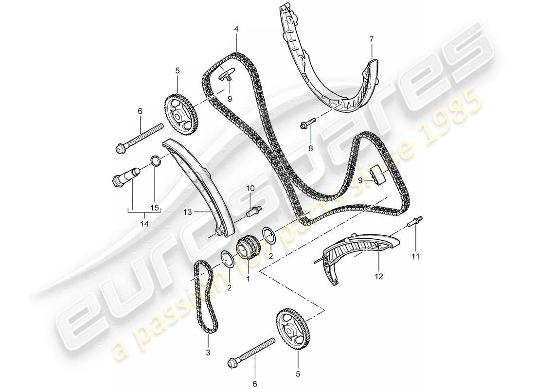 porsche 2008 (cayenne e1 9pa) steuerkette ersatzteildiagramm