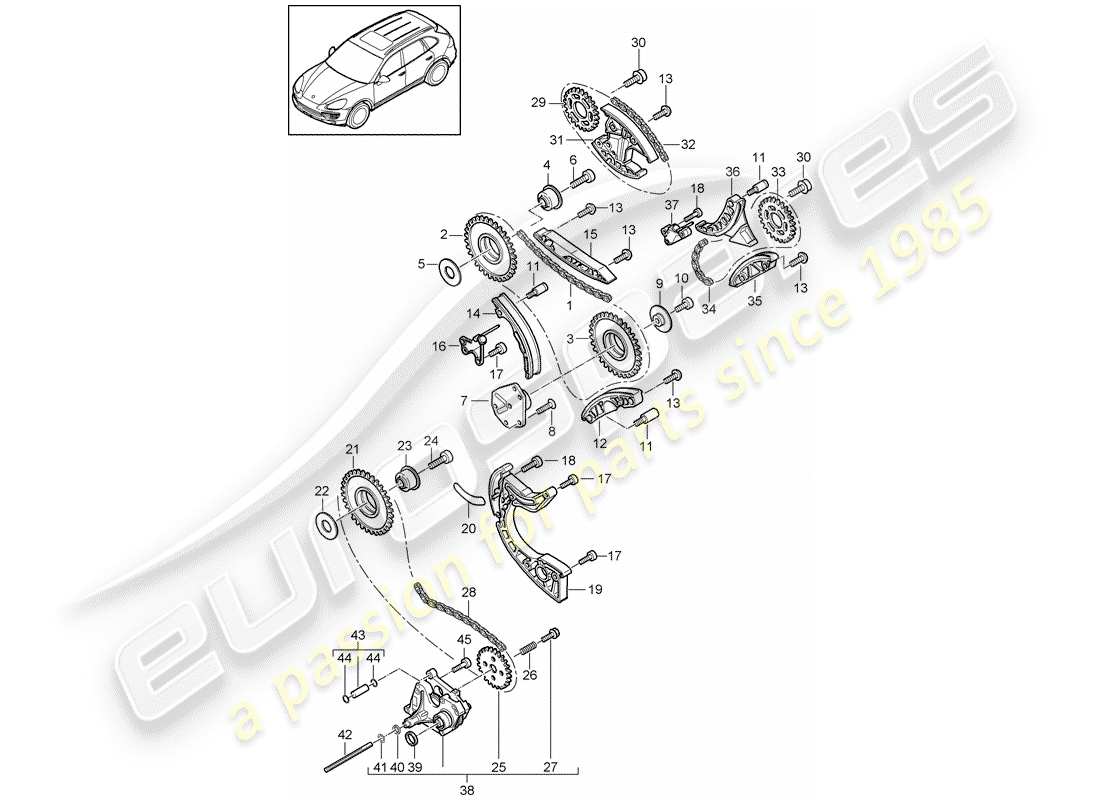 porsche 2012 (cayenne e2 92a) ventilsteuerung teilediagramm