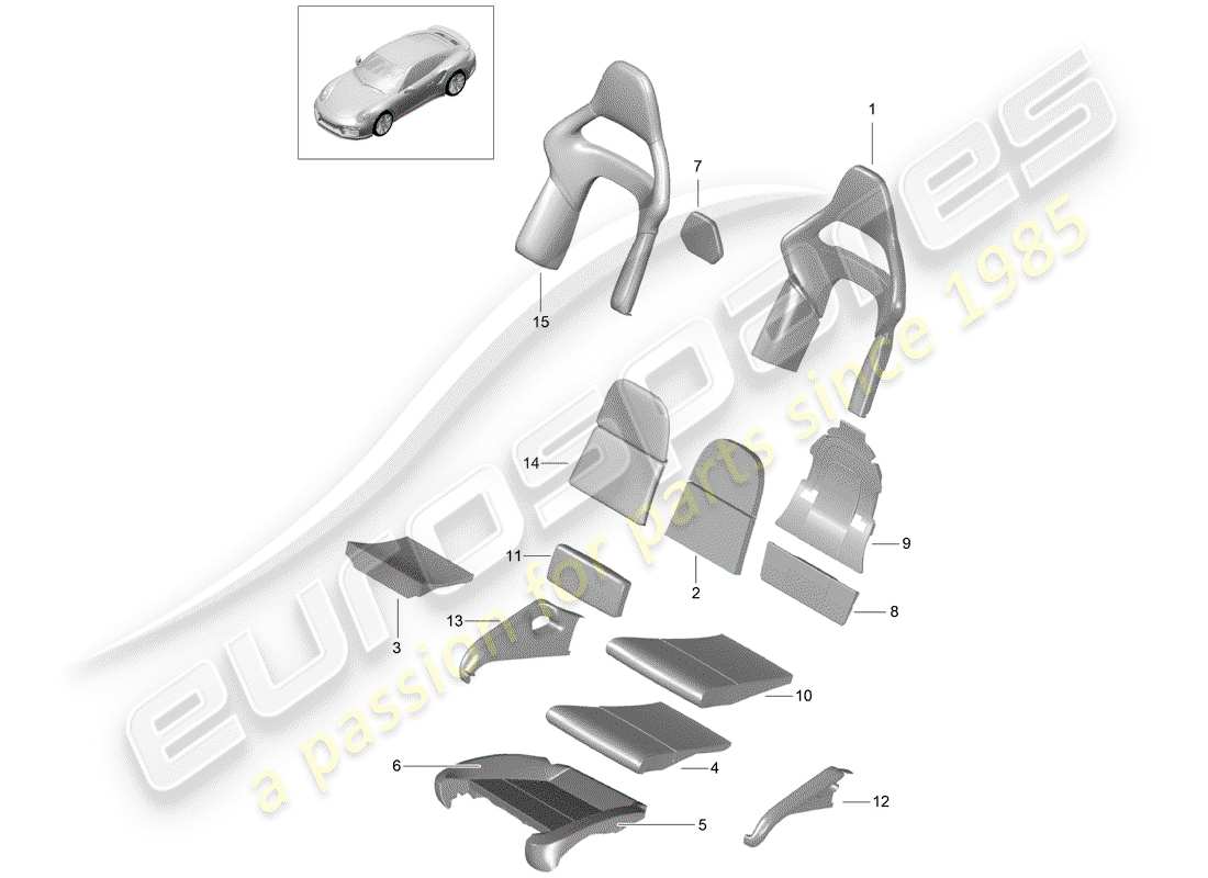 porsche 2017 (991-2 turbo) schaumteil teilediagramm