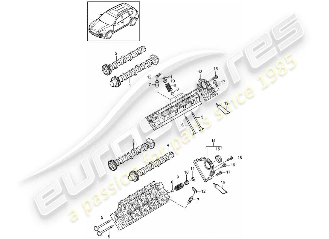 porsche 2012 (cayenne e2 92a) nockenwelle, ventile ersatzteildiagramm