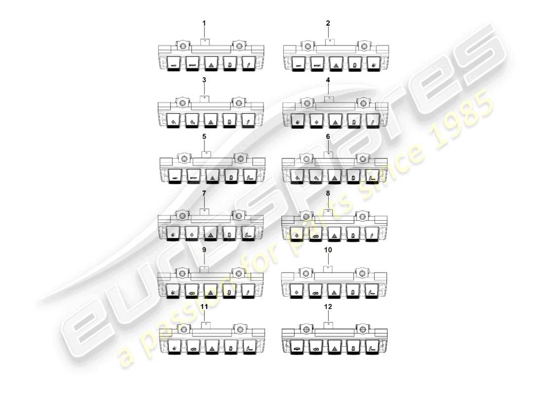 porsche 2020 (992-1) dashboard des switch-moduls teilediagramm