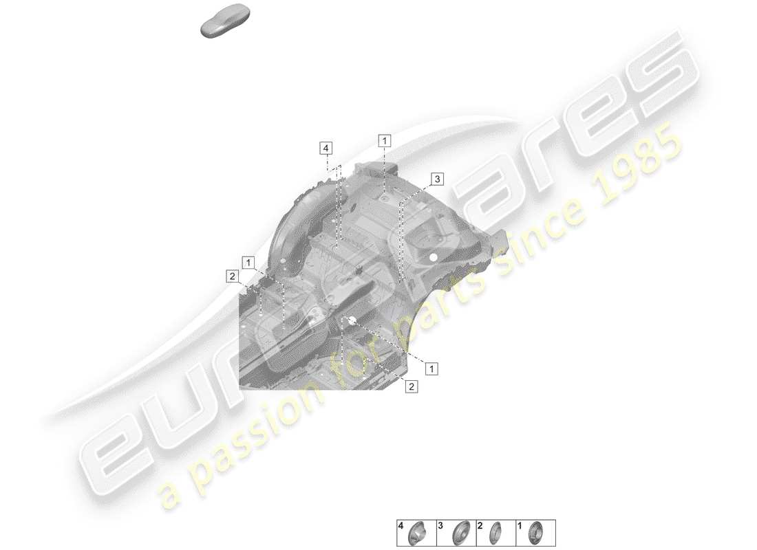 porsche 2019 (992-1) stopfen für karosserie ersatzteildiagramm