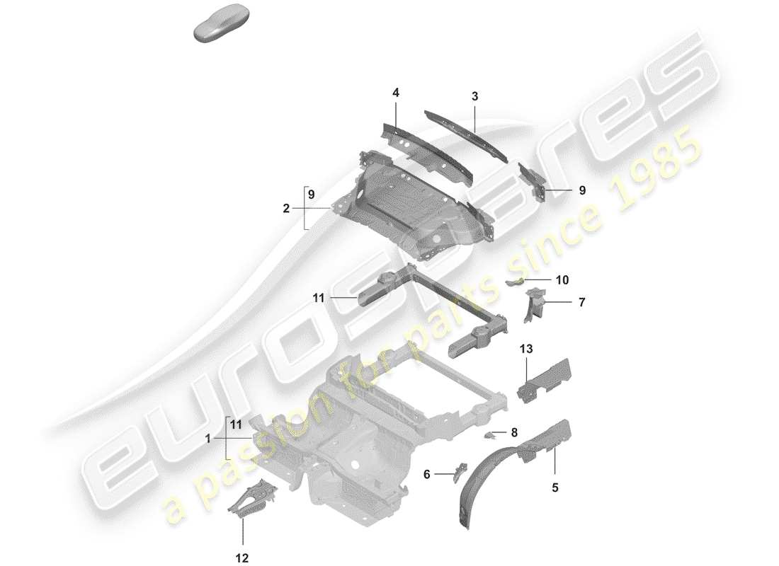 porsche 2019 (992-1) hinteres ende teilediagramm