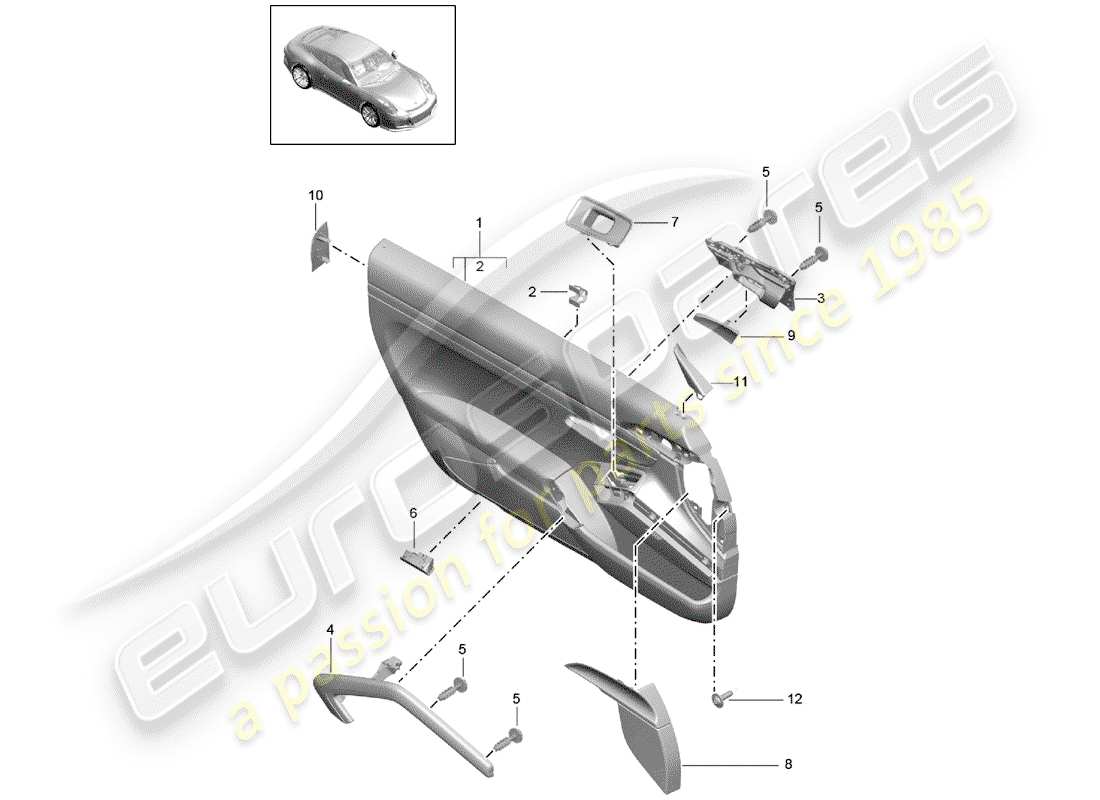 porsche 2016 (991-1 r/gt3/rs) türplatte teilediagramm
