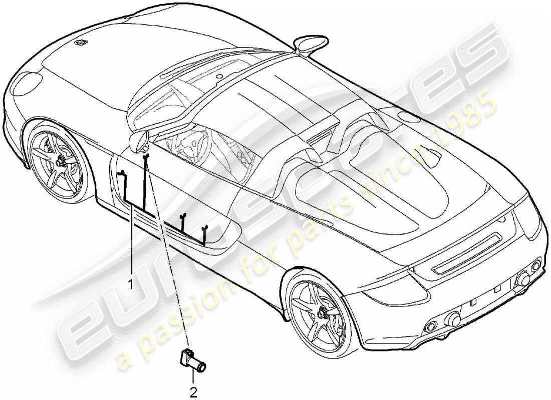 porsche 2004 (carrera gt) kabelbäume - fahrertür - beifahrertür ersatzteildiagramm