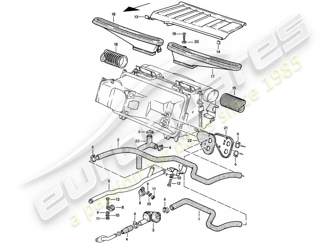 porsche 1980 (928) heizungsschlauch - düse ersatzteildiagramm