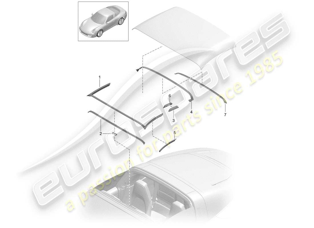porsche 2013 (991-1) cabrioverdeck teilediagramm