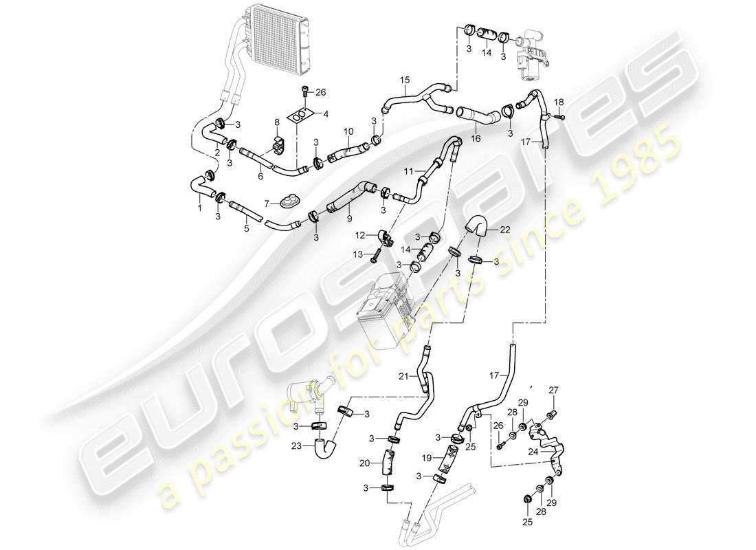 porsche 2003 (cayenne e1 9pa) klimaanlage/heizung/zusatzheizung teilediagramm