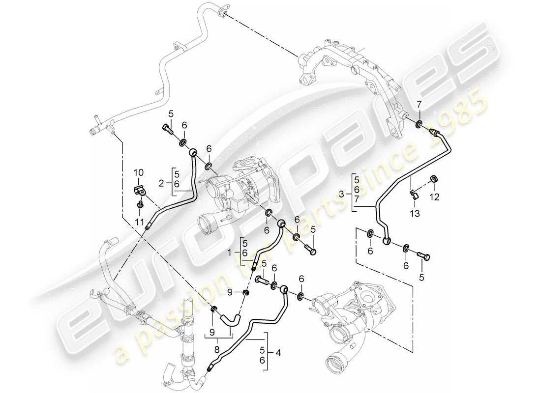 porsche 2008 (cayenne e1 9pa) abgasturbolader teilediagramm