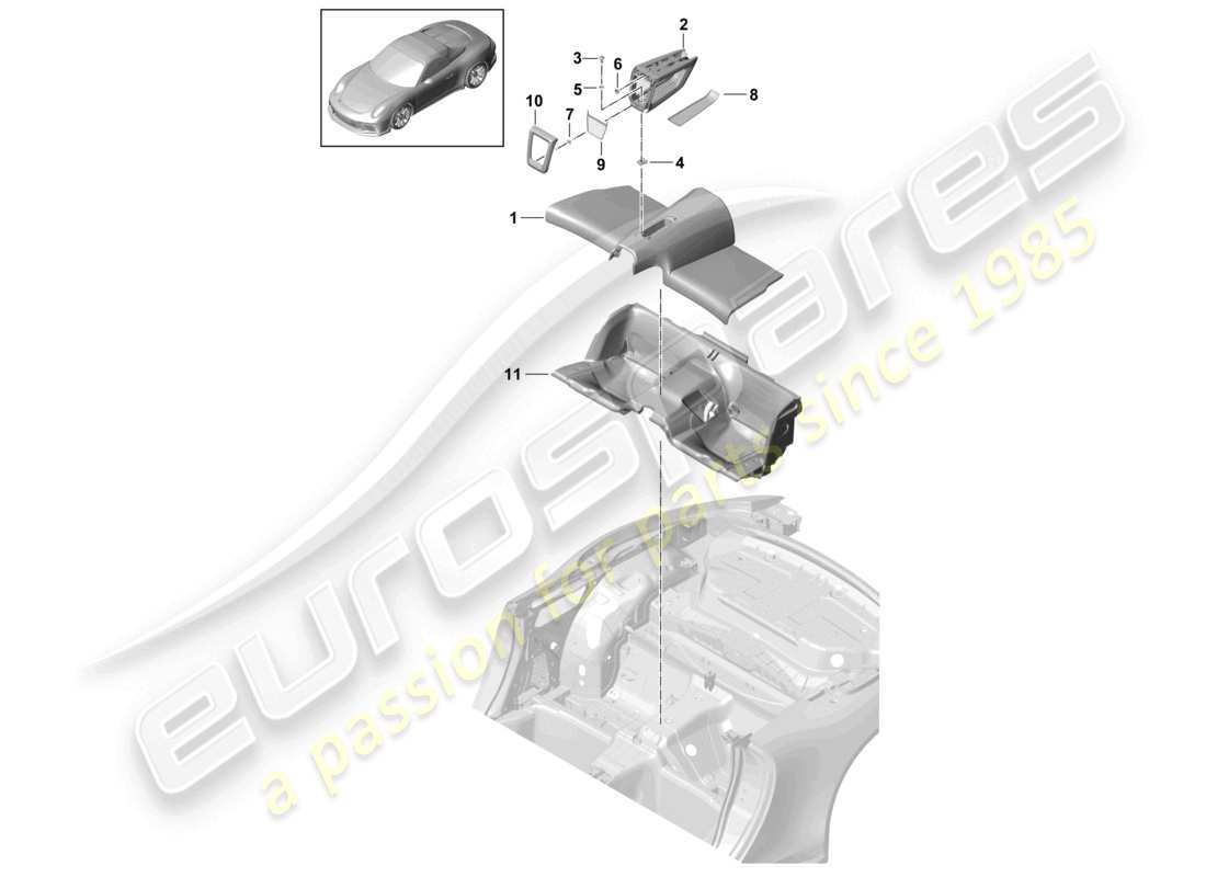 porsche 2020 (991-2 r/gt3/rs) rücksitzbank gut abdecken teilediagramm