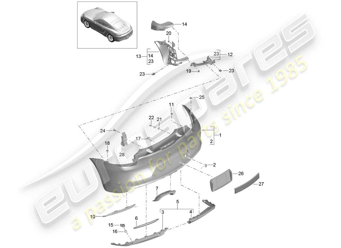porsche 2016 (981 cayman) stoßstange ersatzteildiagramm