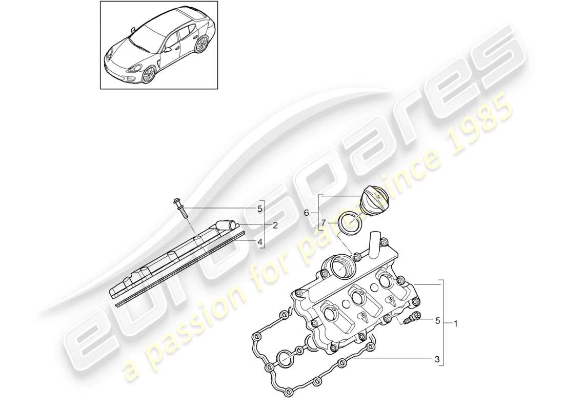 porsche 2010 (cayenne e1 9pa) ventildeckel teilediagramm