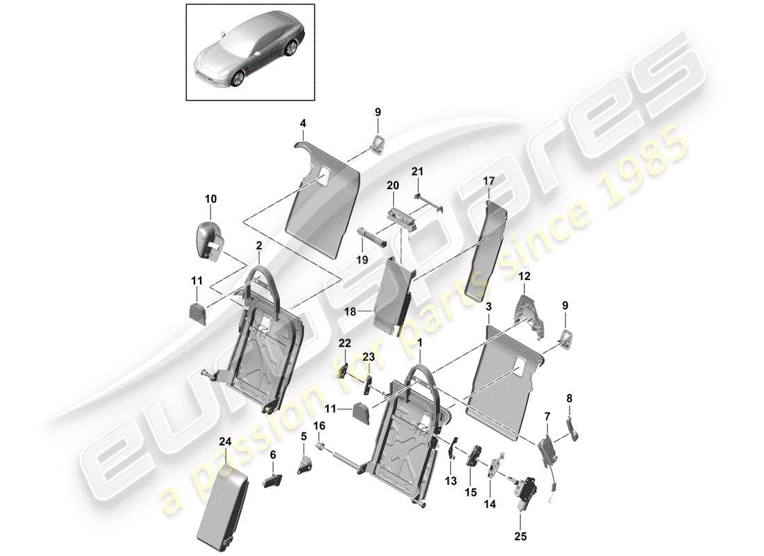 porsche 2018 (panamera 971-1) rückenlehne, ersatzteildiagramm
