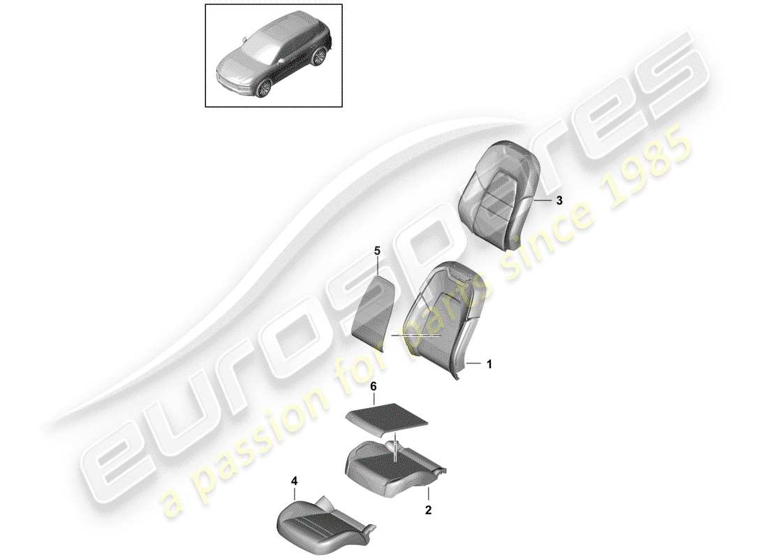 porsche 2018 (cayenne e3 9ya/9yb) schaumteil teilediagramm