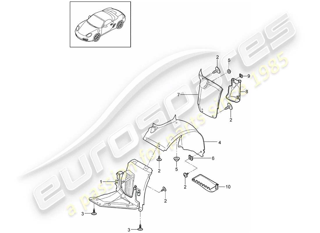 porsche 2010 (987 boxster) trims-teilediagramm