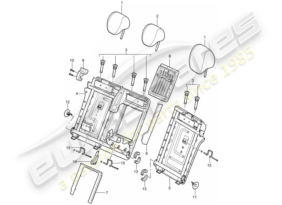 porsche 2008 (cayenne e1 9pa) kopfstütze - ersatzteildiagramm