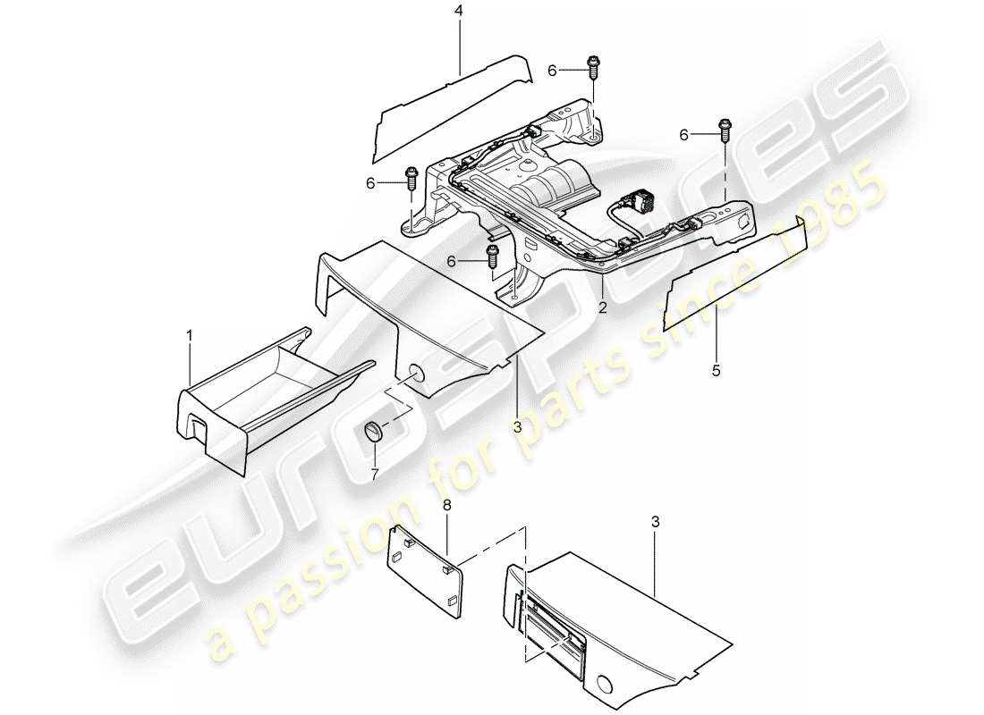 porsche 2008 (cayenne e1 9pa) sitzrahmen teilediagramm