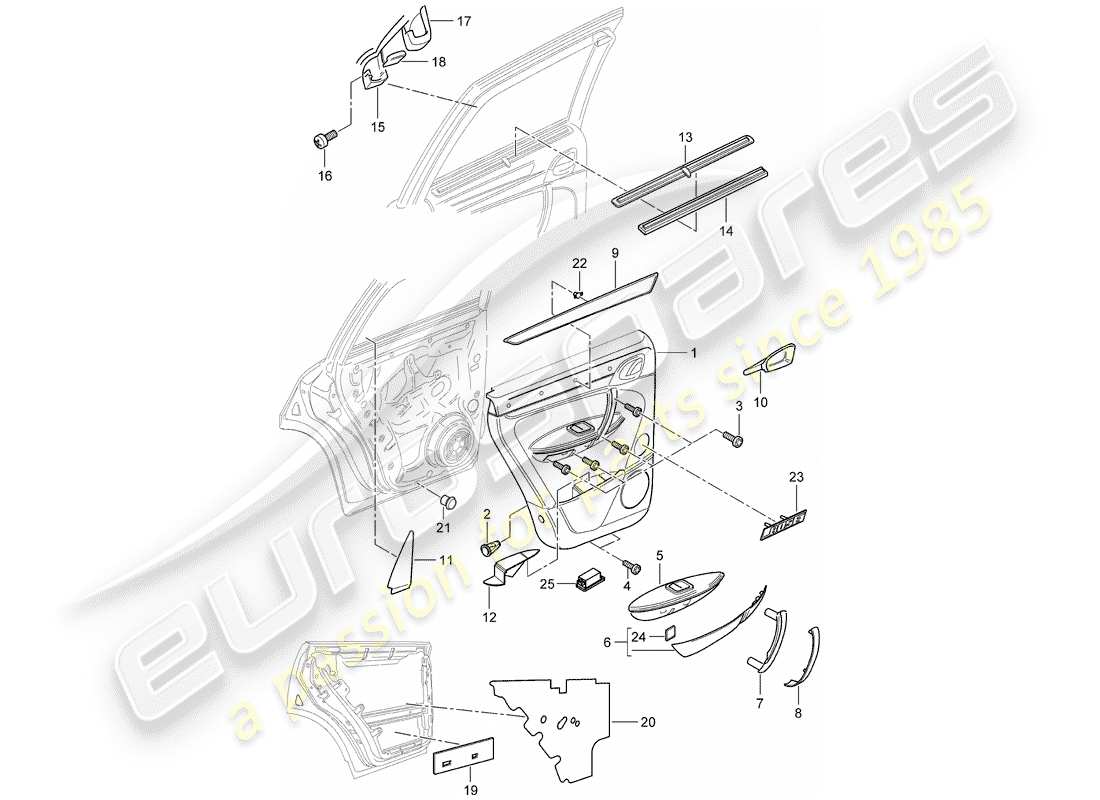 porsche 2008 (cayenne e1 9pa) türplatte teilediagramm