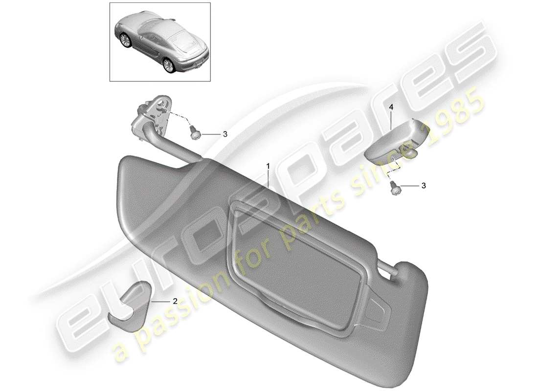 porsche 2014 (981 cayman) sonnenblenden ersatzteildiagramm