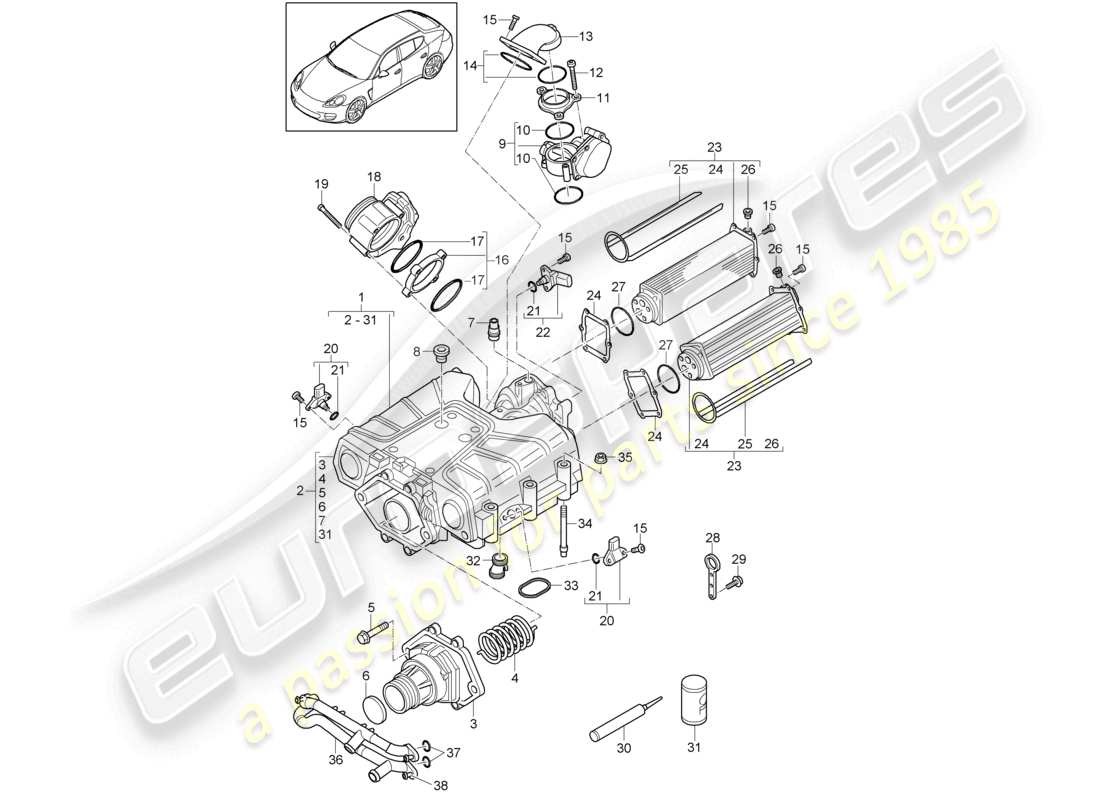 porsche 2010 (cayenne e1 9pa) kompressor teilediagramm