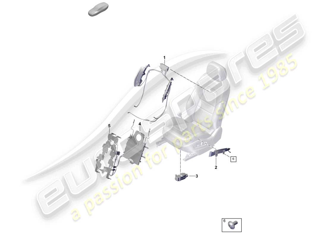 porsche 2020 (cayenne e3 9ya/9yb) pneumatische komponenten für sitz komfortsitz sportsitz teilediagramm