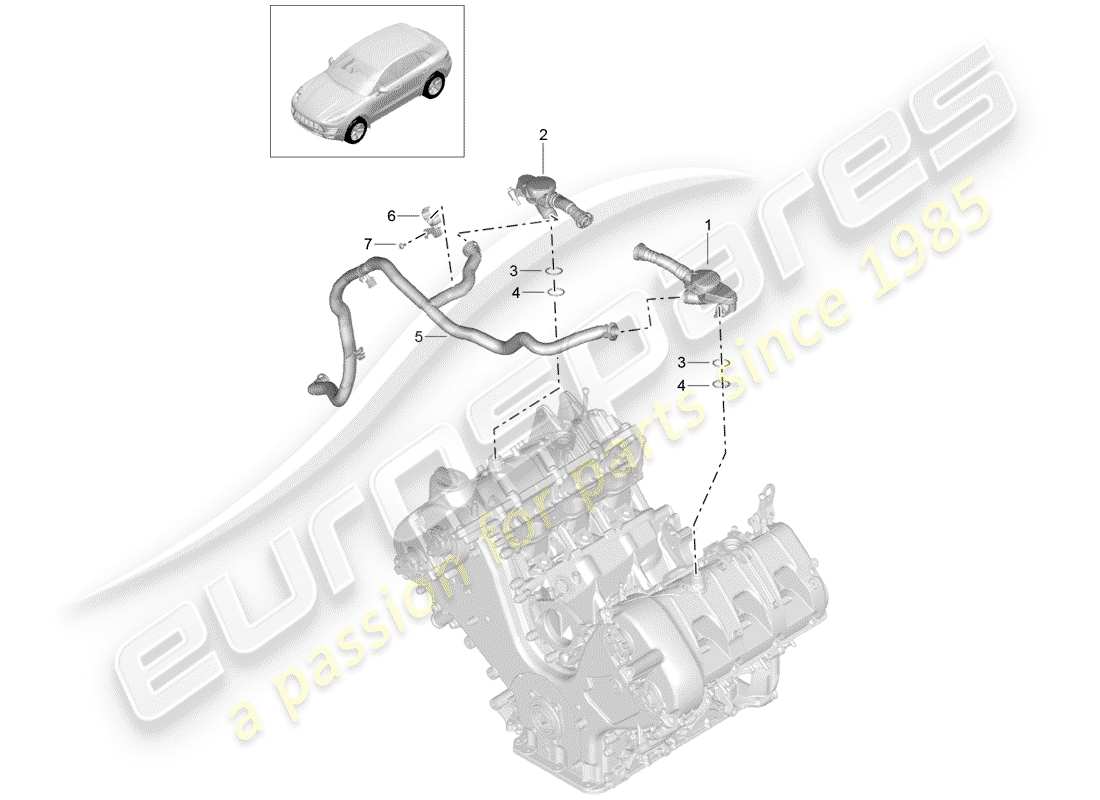 porsche 2017 (macan) kurbelgehäuse-entlüftung ersatzteildiagramm