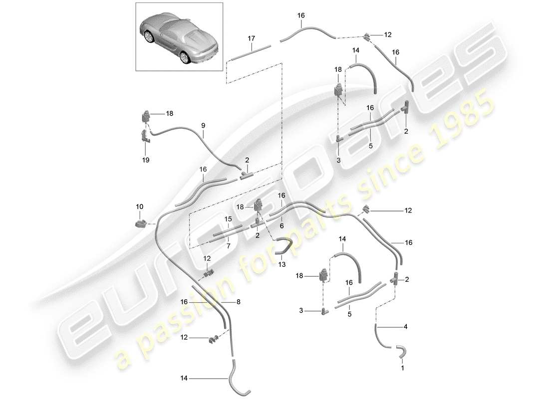 porsche 2016 (981 boxster spyder) vakuumsystem teilediagramm