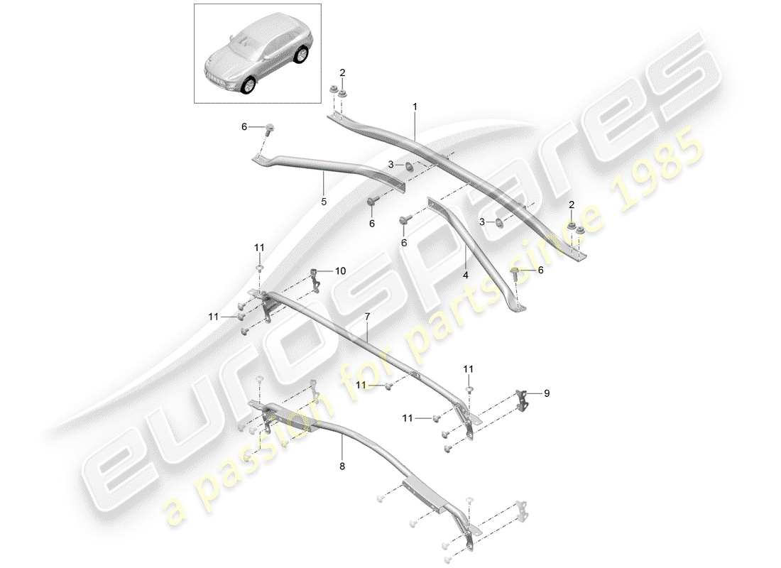 porsche 2017 (macan) quersupport ersatzteildiagramm