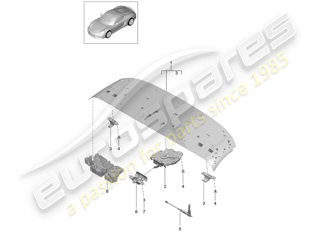 porsche 2016 (981 boxster spyder) top frame ersatzteildiagramm