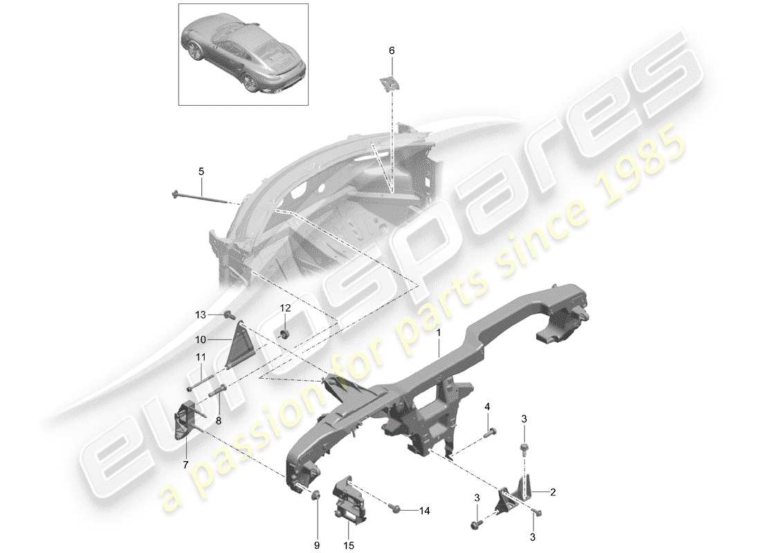 porsche 2015 (991-1 turbo) halterahmen teilediagramm
