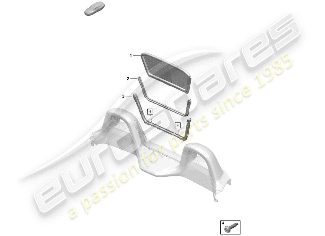 porsche 2019 (718 boxster spyder) windschutzscheibe teilediagramm