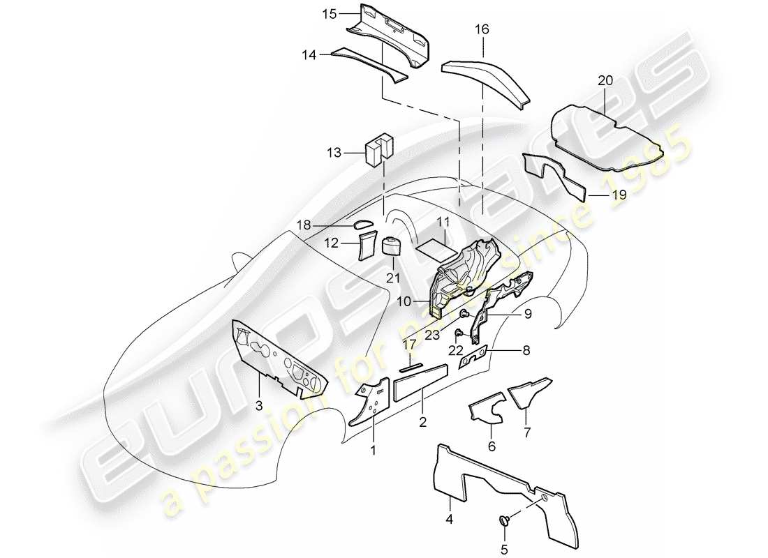 porsche 2005 (987 boxster) karosserie teilediagramm