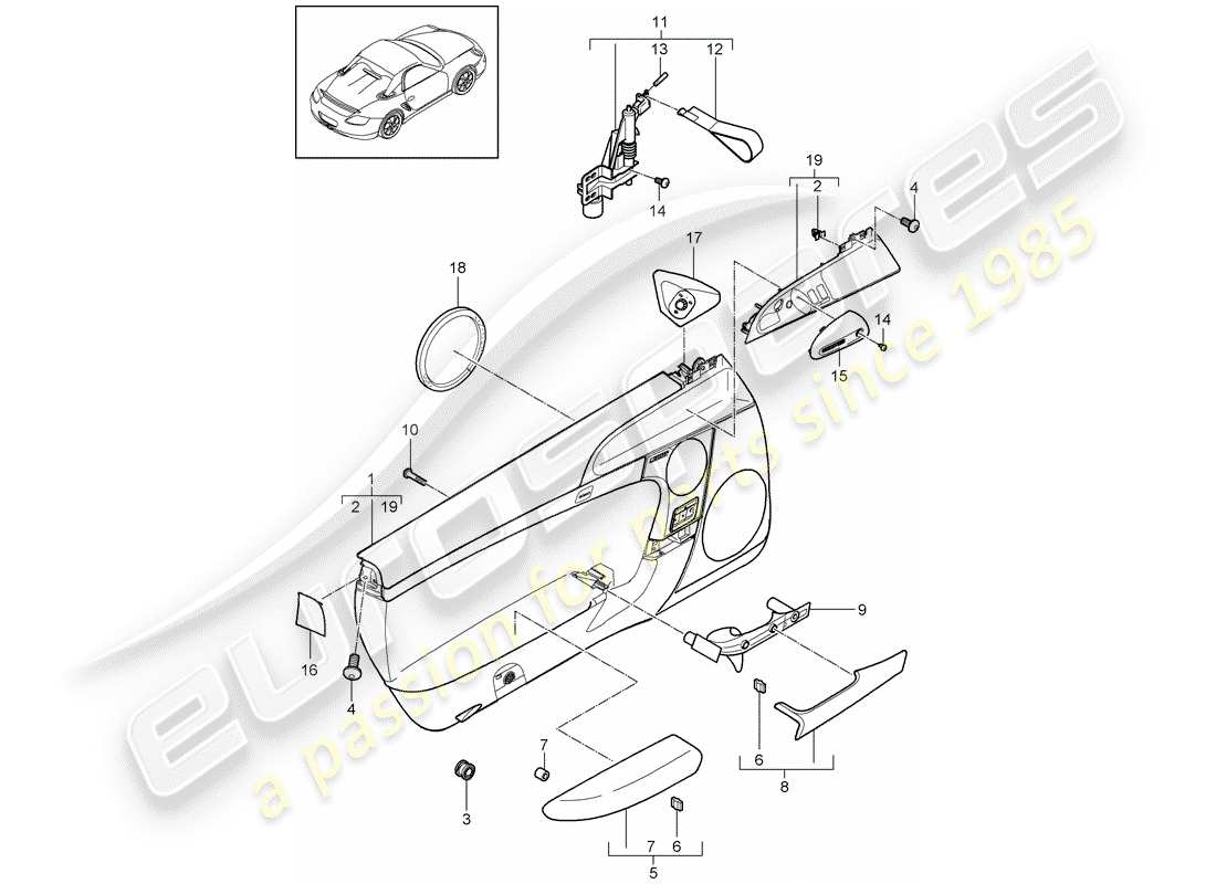 porsche 2009 (987 boxster) türplatte teilediagramm