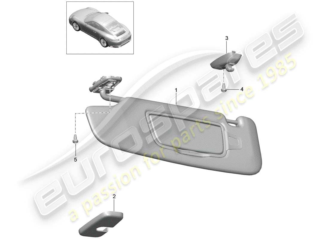 porsche 2018 (991-2) sonnenblenden ersatzteildiagramm