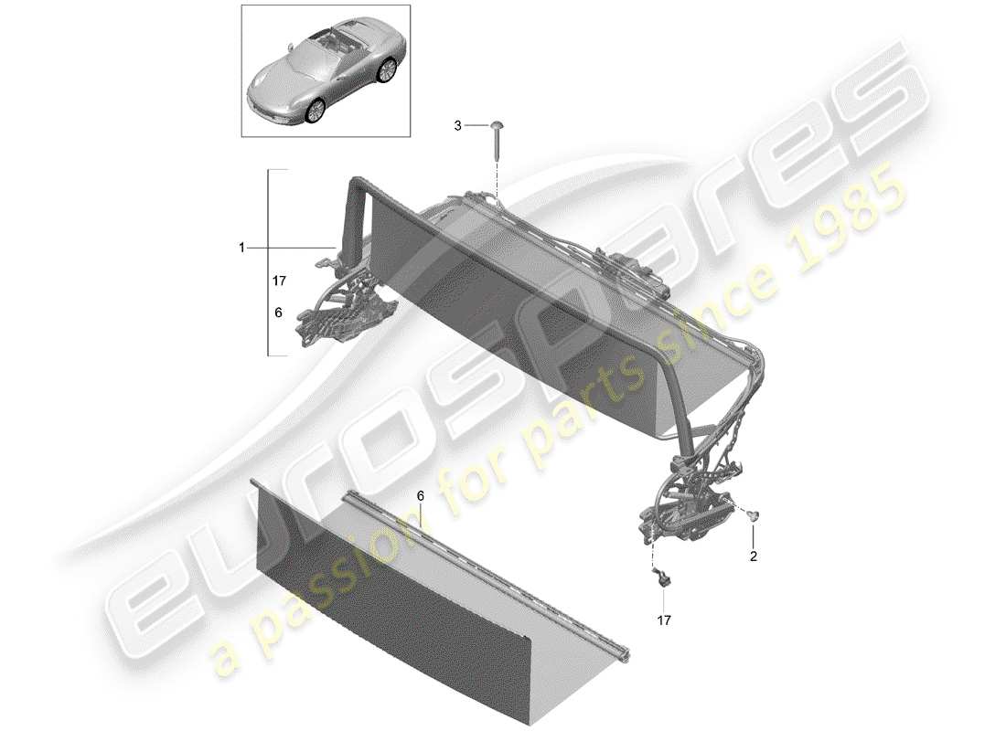 porsche 2014 (991-1) windschutzscheibe teilediagramm