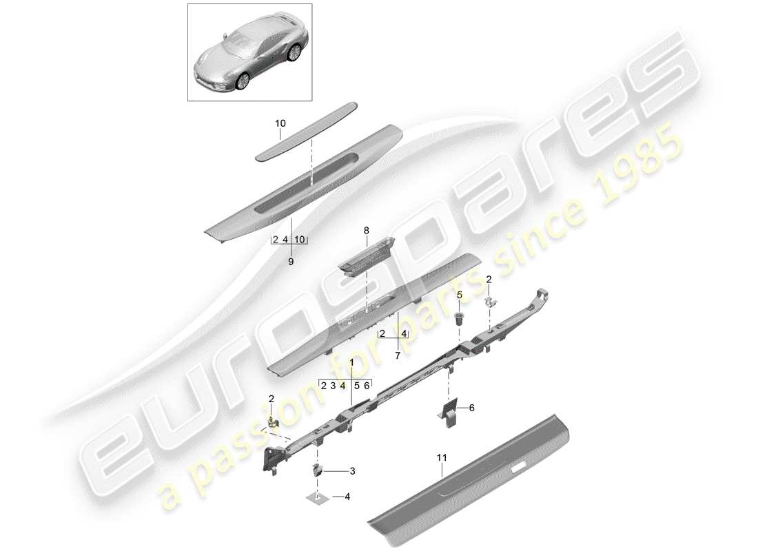 porsche 2016 (991-1 turbo) lining ersatzteildiagramm