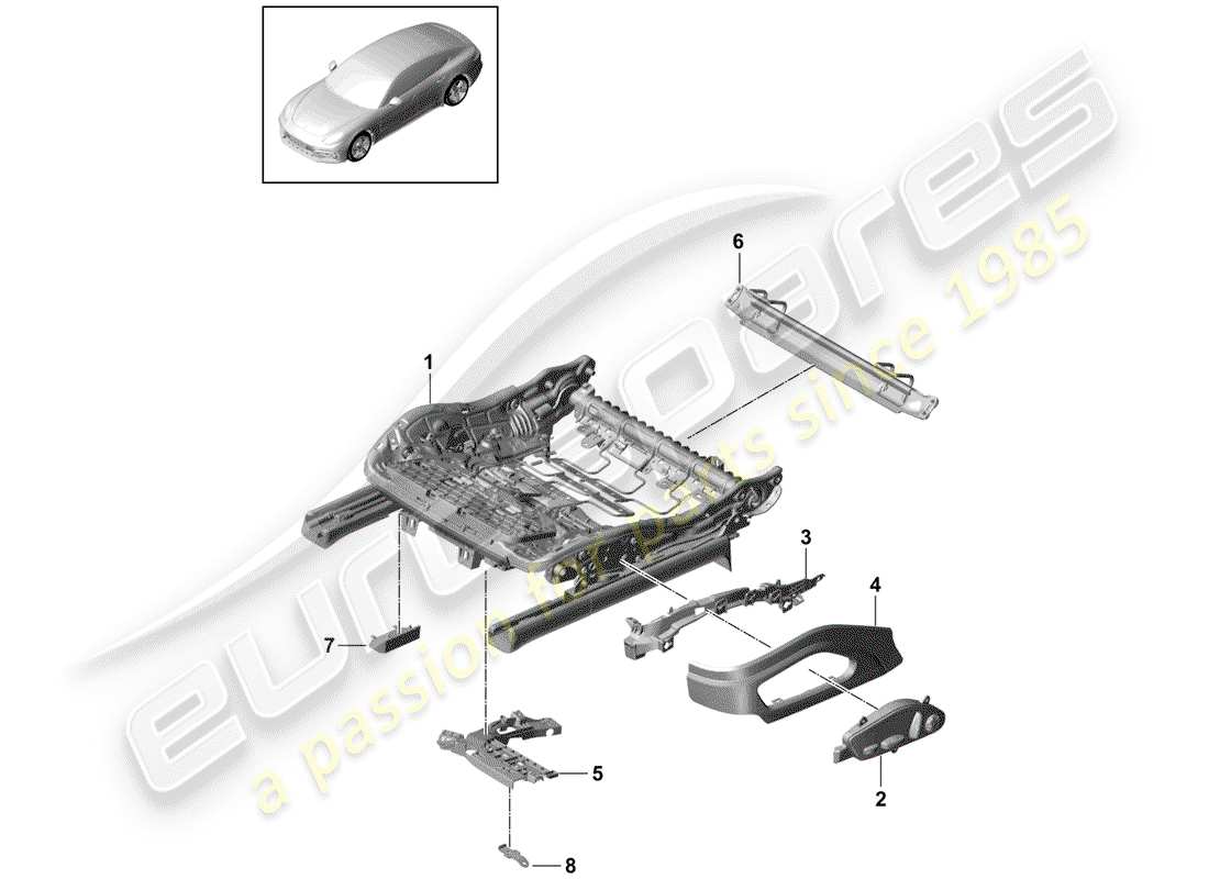 porsche 2017 (panamera 971-1) sitzrahmen teilediagramm