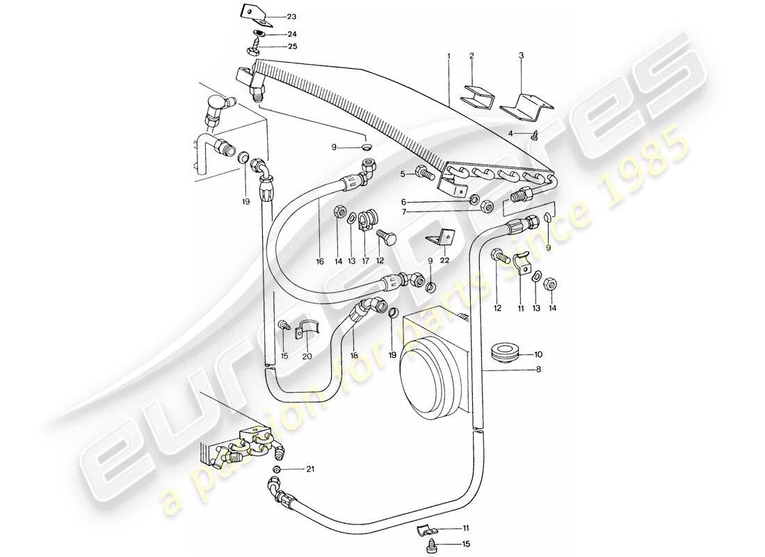 porsche 1977 (911) klimaanlage - kondensator - leitungen ersatzteildiagramm