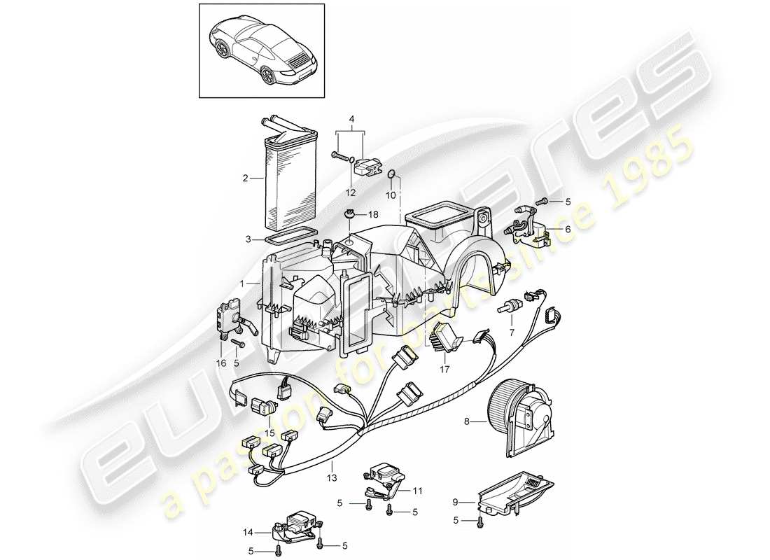 porsche 2011 (997-2) klimaanlage teilediagramm