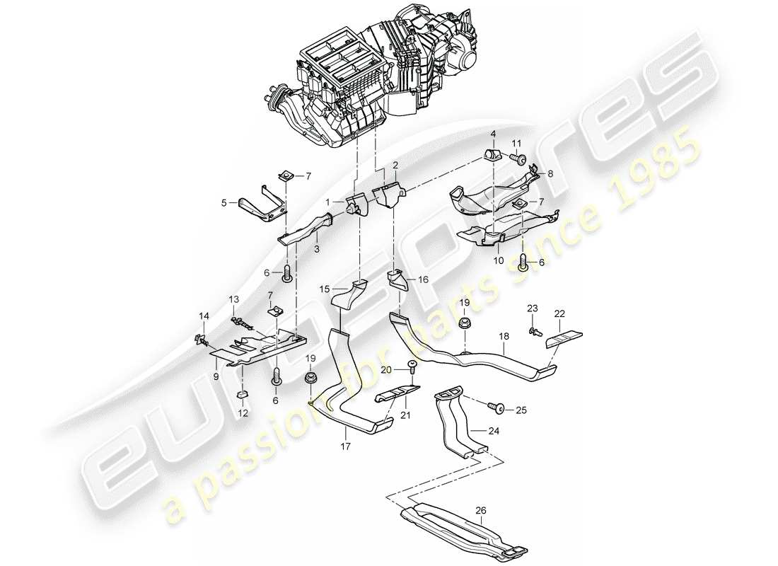 porsche 2008 (cayenne e1 9pa) luftverteiler ersatzteildiagramm