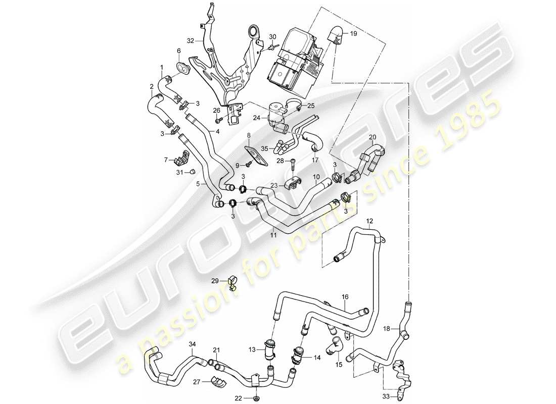 porsche 2008 (cayenne e1 9pa) heizung teilediagramm