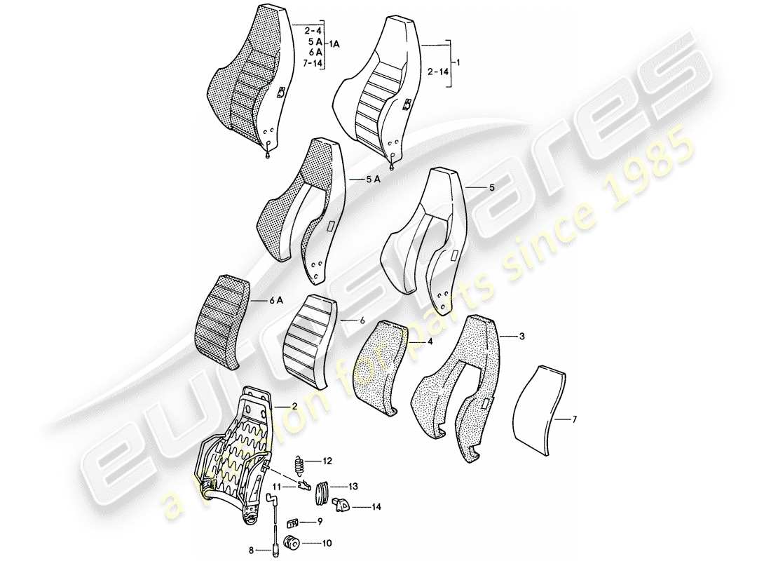 porsche 1981 (928) sportsitz - rückenlehne - einzelteile - d - mj 1980>> ersatzteildiagramm