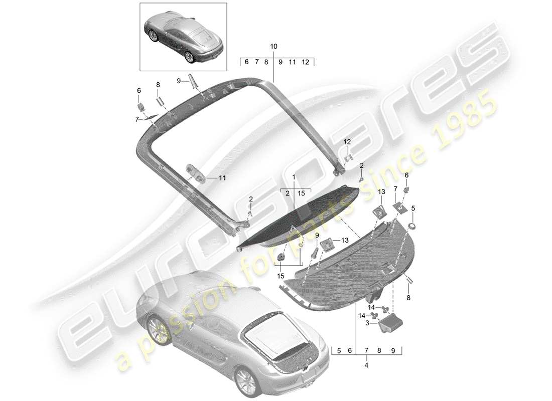 porsche 2016 (981 cayman) lining ersatzteildiagramm