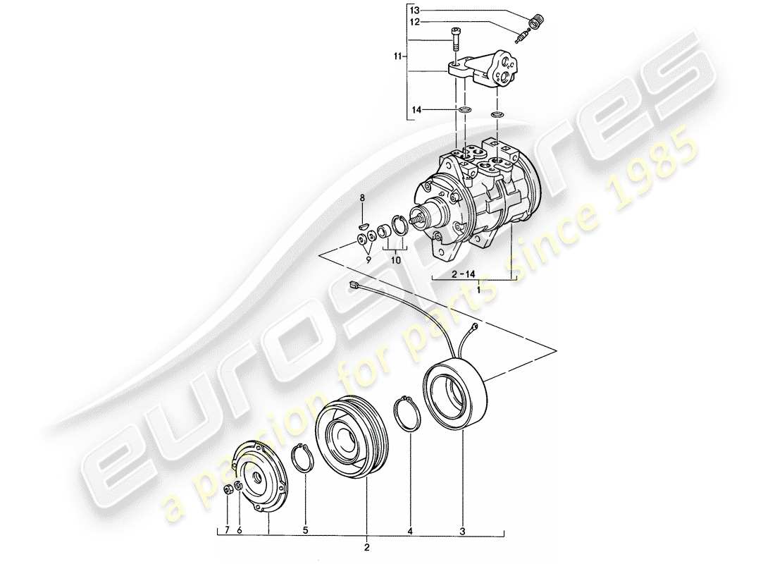 porsche 1987 (924s) kompressor teilediagramm